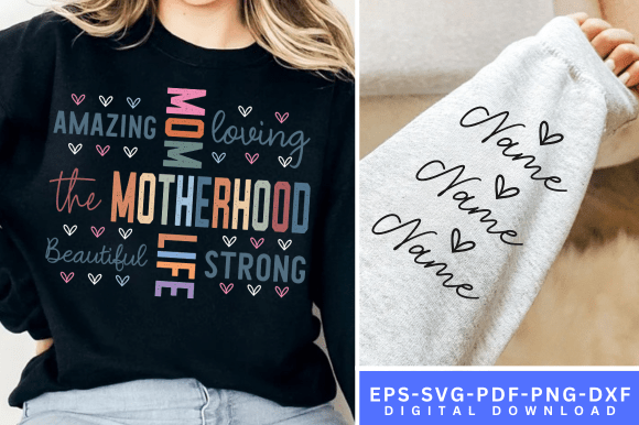 Mama Mom Life Quotes Sleeve SVG PNG