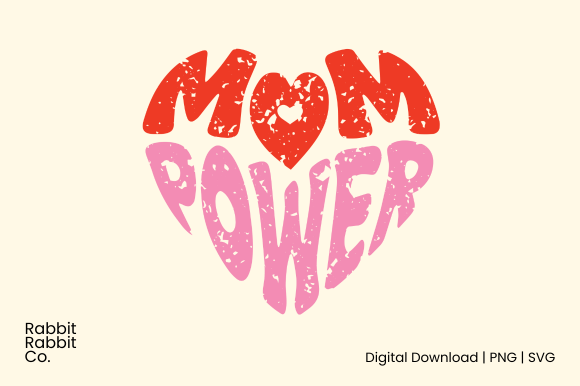 Mom Power Heart Shape PNG SVG Clipart