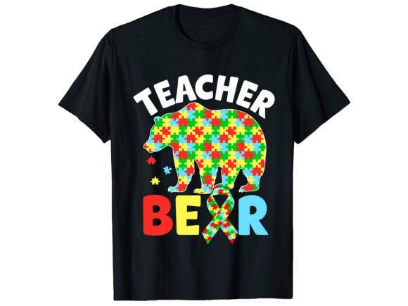Teacher Bear Autism T-shirt